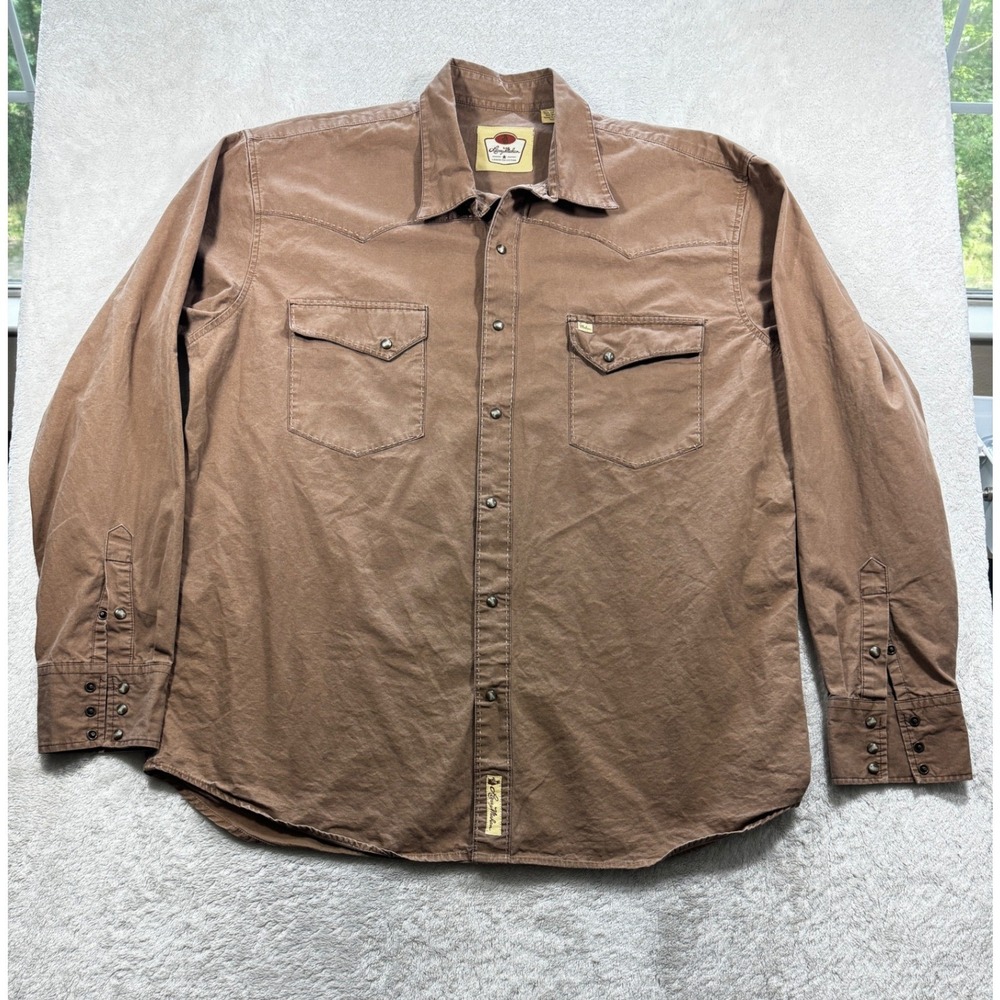 Larry Mahan Mens Cowboy Collection Western Pearl Snap Brown Shirt 3XT